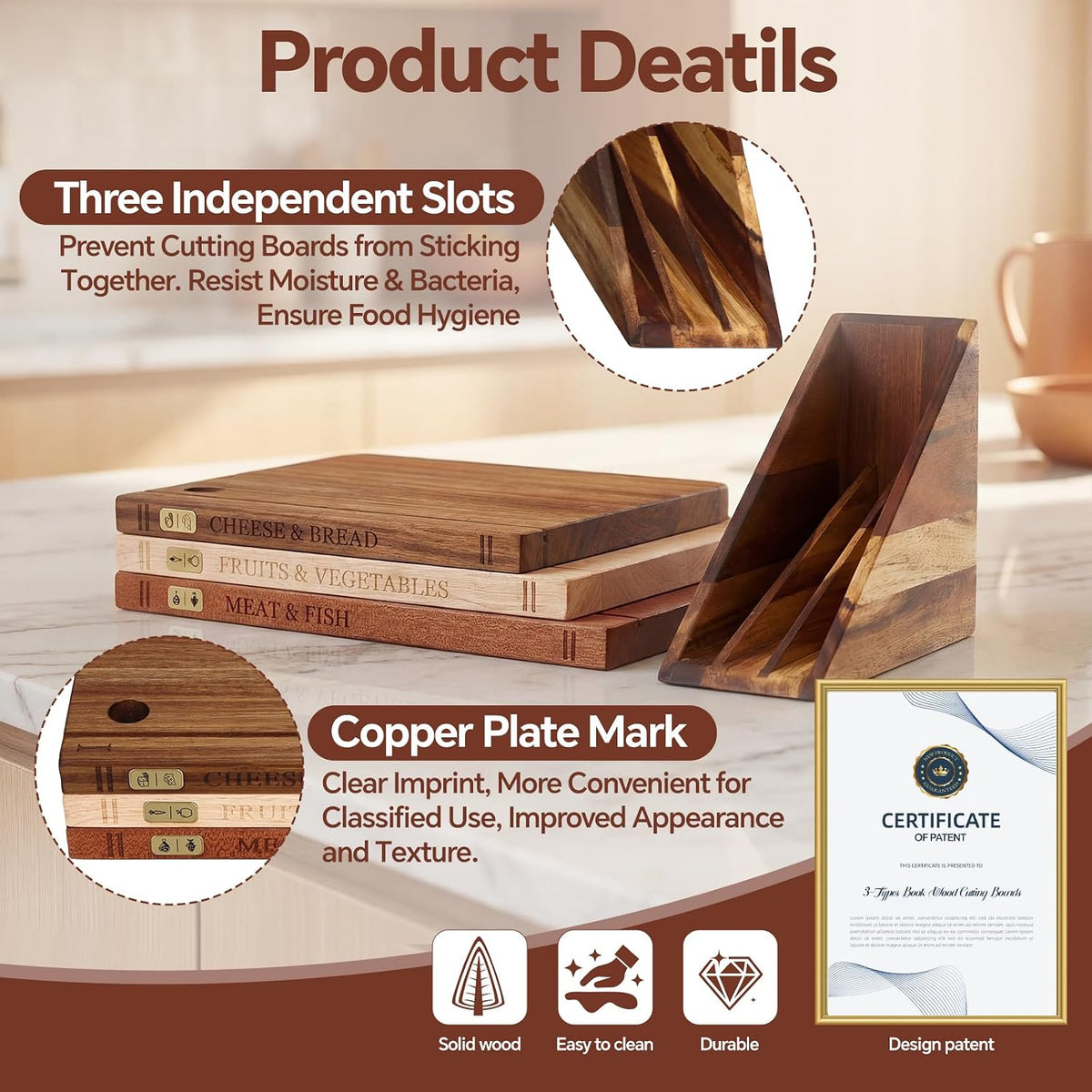 Wood Book Cutting Board Set with Stand, Wooden Cutting Boards for Kitchen,Knife Friendly Decorative Board that Look Like Books, Easy to Store & Clean,Unique Gift for Book Lovers & Home Cooks