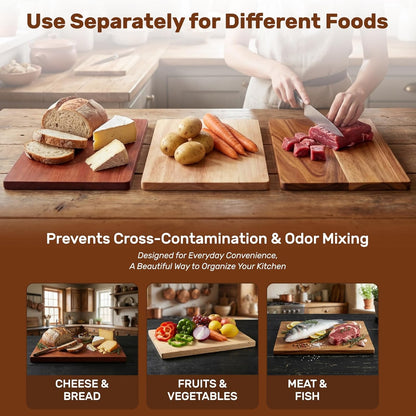 Wood Book Cutting Board Set with Stand, Wooden Cutting Boards for Kitchen,Knife Friendly Decorative Board that Look Like Books, Easy to Store & Clean,Unique Gift for Book Lovers & Home Cooks