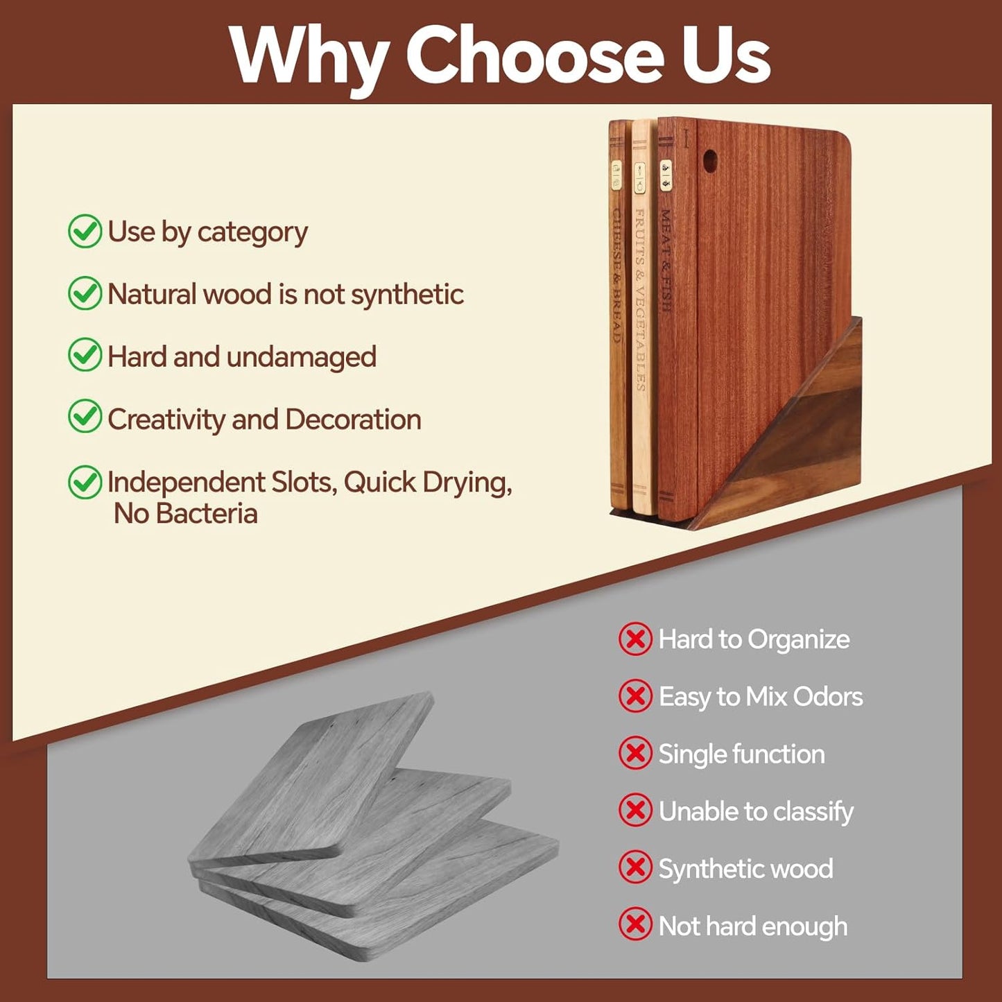 Wood Book Cutting Board Set with Stand, Wooden Cutting Boards for Kitchen,Knife Friendly Decorative Board that Look Like Books, Easy to Store & Clean,Unique Gift for Book Lovers & Home Cooks