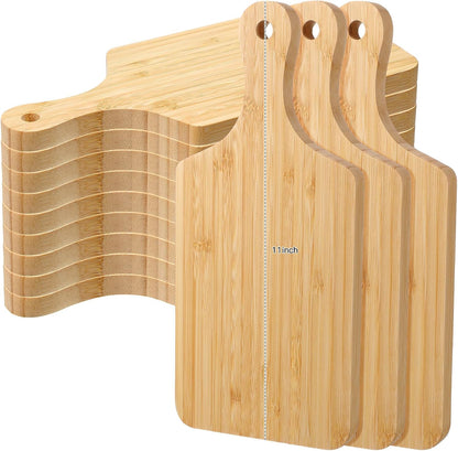 12 Pack Thicken Bamboo Cutting Board Bulk, 11x5 Inch Acacia Wood Chopping Crafts Customized Laser Engraving Serving Charcuterie Boards Mother's Day Housewarming Gift,0.60" Thick (Bamboo Wood)