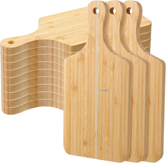 12 Pack Thicken Bamboo Cutting Board Bulk, 11x5 Inch Acacia Wood Chopping Crafts Customized Laser Engraving Serving Charcuterie Boards Mother's Day Housewarming Gift,0.60" Thick (Bamboo Wood)