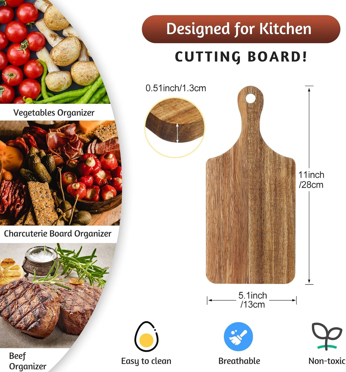 12 Pack Thicken Bamboo Cutting Board Bulk, 11x5 Inch Acacia Wood Chopping Crafts Customized Laser Engraving Serving Charcuterie Boards Mother's Day Housewarming Gift,0.60" Thick (Bamboo Wood)