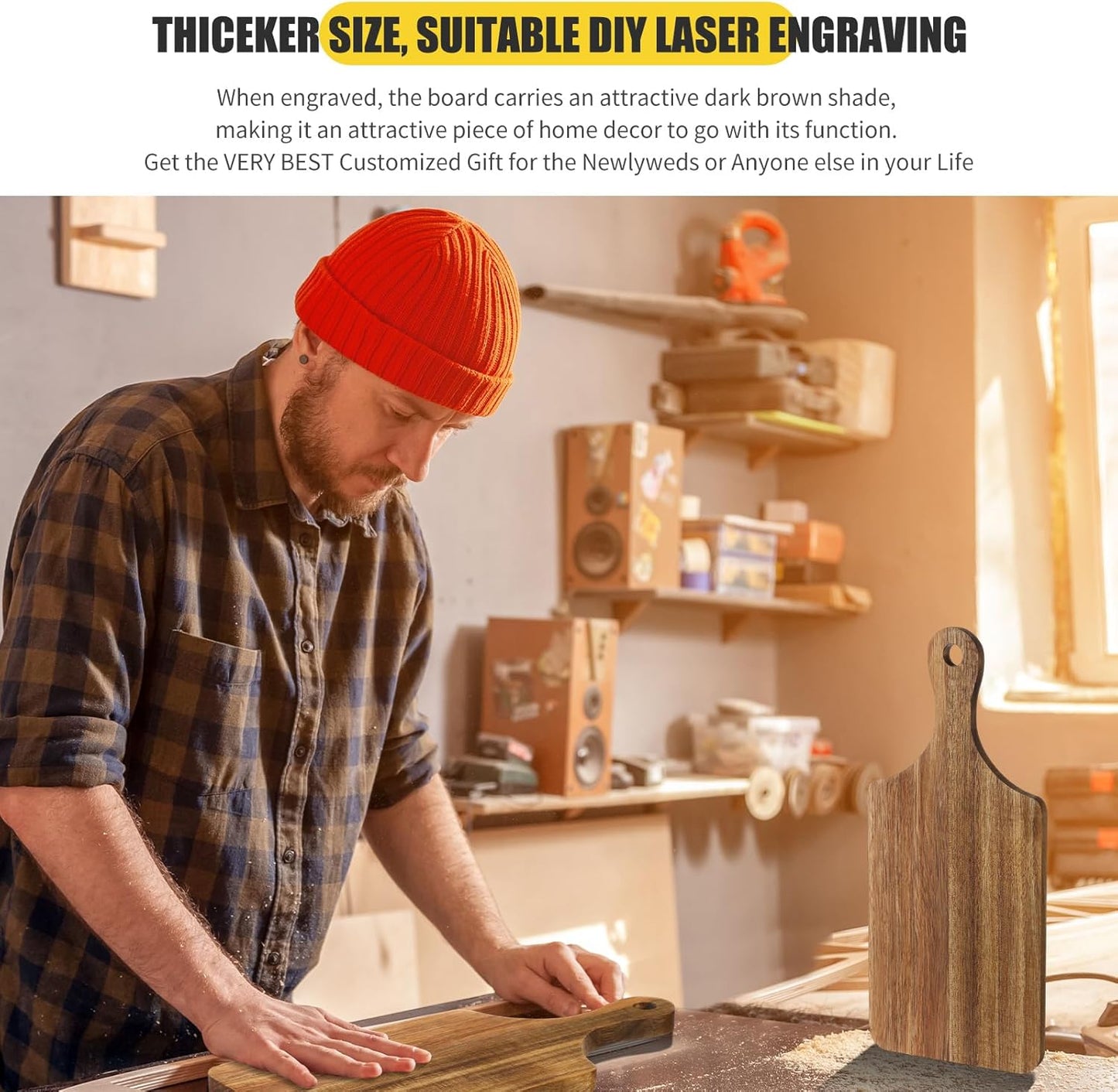 12 Pack Thicken Bamboo Cutting Board Bulk, 11x5 Inch Acacia Wood Chopping Crafts Customized Laser Engraving Serving Charcuterie Boards Mother's Day Housewarming Gift,0.60" Thick (Bamboo Wood)
