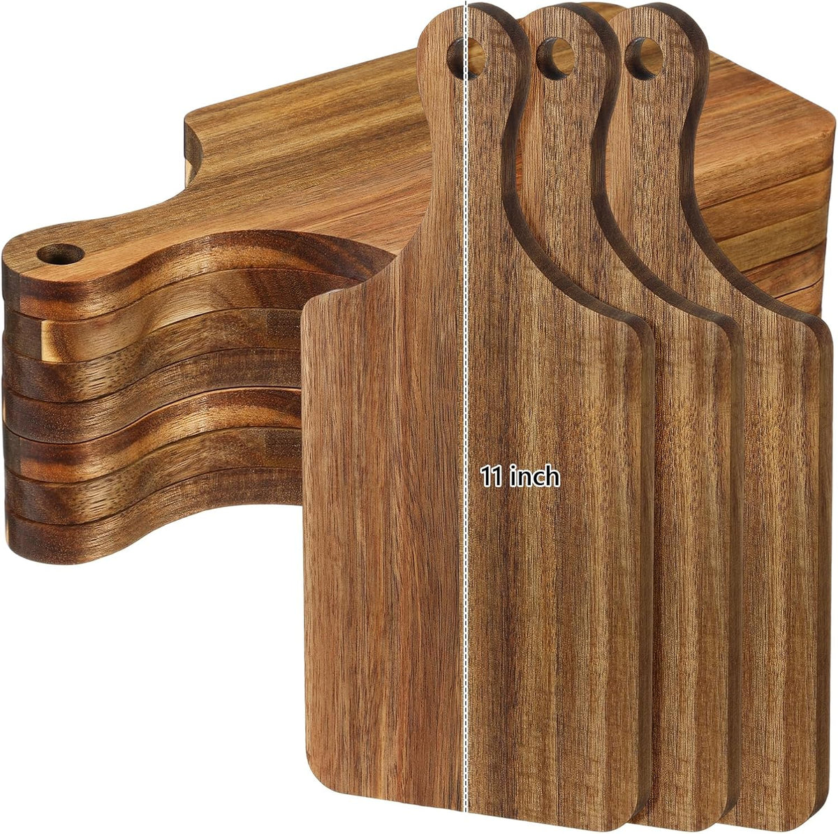 12 Pack Thicken Bamboo Cutting Board Bulk, 11x5 Inch Acacia Wood Chopping Crafts Customized Laser Engraving Serving Charcuterie Boards Mother's Day Housewarming Gift,0.60" Thick (Bamboo Wood)