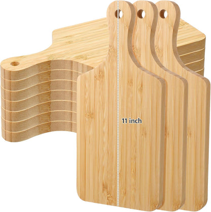 12 Pack Thicken Bamboo Cutting Board Bulk, 11x5 Inch Acacia Wood Chopping Crafts Customized Laser Engraving Serving Charcuterie Boards Mother's Day Housewarming Gift,0.60" Thick (Bamboo Wood)
