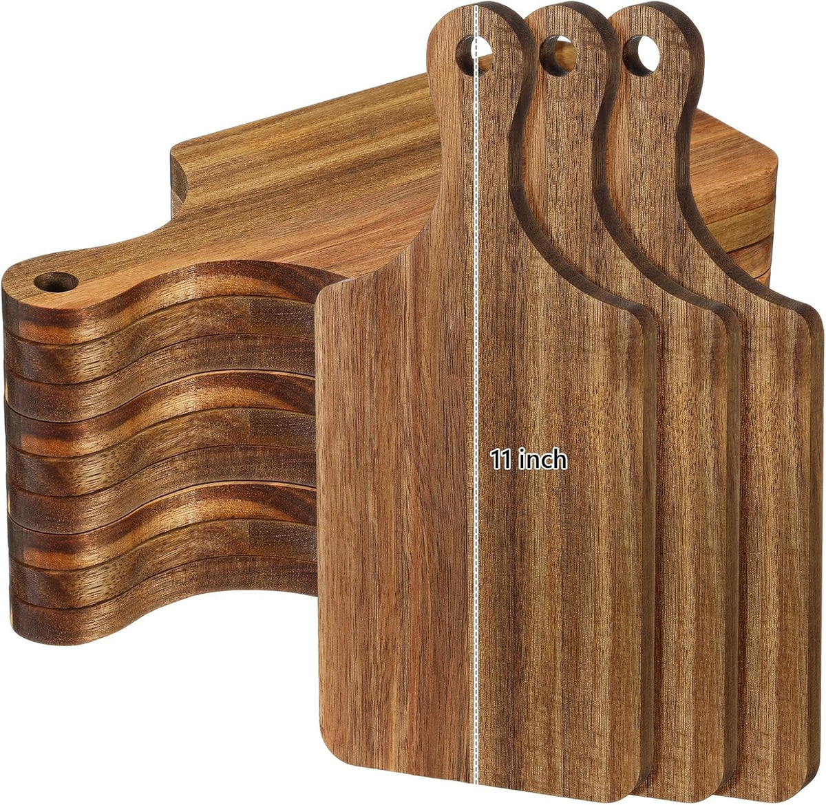 12 Pack Thicken Bamboo Cutting Board Bulk, 11x5 Inch Acacia Wood Chopping Crafts Customized Laser Engraving Serving Charcuterie Boards Mother's Day Housewarming Gift,0.60" Thick (Bamboo Wood)