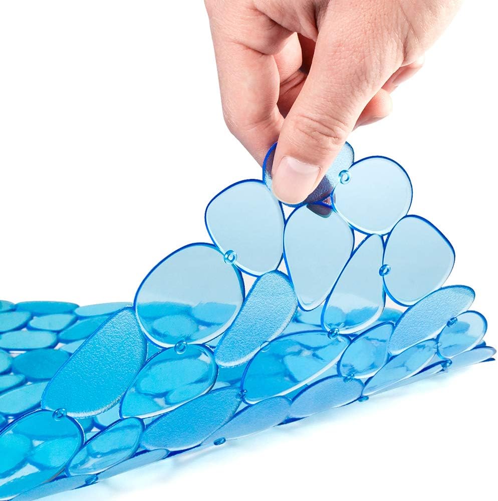 Pebble Sink Mat for Stainless Steel/Ceramic Sinks, PVC Eco-Friendly Sink Protectors Mats for Bottom of Kitchen Sink, Dish Drying Mat for Dishes and Glassware, 15.7 x 11.8 inch, Blue