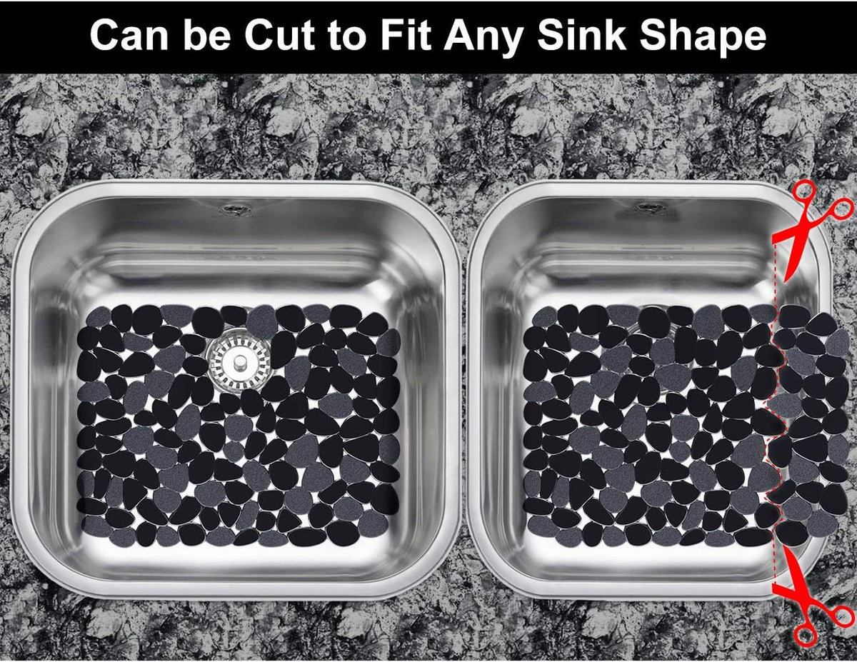 Pebble Sink Mat for Stainless Steel/Ceramic Sinks, PVC Eco-Friendly Sink Protectors Mats for Bottom of Kitchen Sink, Dish Drying Mat for Dishes and Glassware, 15.7 x 11.8 inch, Blue