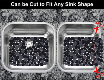 Pebble Sink Mat for Stainless Steel/Ceramic Sinks, PVC Eco-Friendly Sink Protectors Mats for Bottom of Kitchen Sink, Dish Drying Mat for Dishes and Glassware, 15.7 x 11.8 inch, Blue