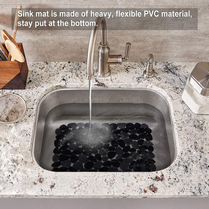 Pebble Sink Mat for Stainless Steel/Ceramic Sinks, PVC Eco-Friendly Sink Protectors Mats for Bottom of Kitchen Sink, Dish Drying Mat for Dishes and Glassware, 15.7 x 11.8 inch, Blue
