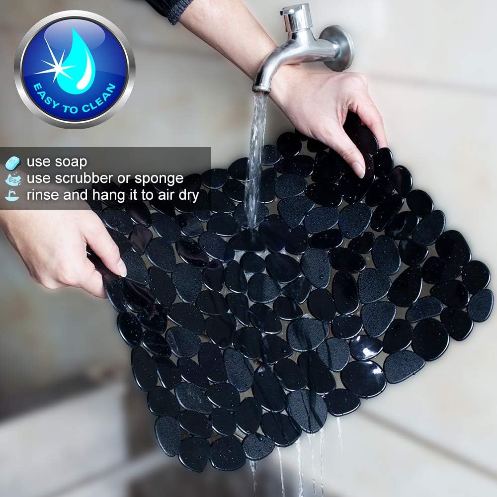 Pebble Sink Mat for Stainless Steel/Ceramic Sinks, PVC Eco-Friendly Sink Protectors Mats for Bottom of Kitchen Sink, Dish Drying Mat for Dishes and Glassware, 15.7 x 11.8 inch, Blue