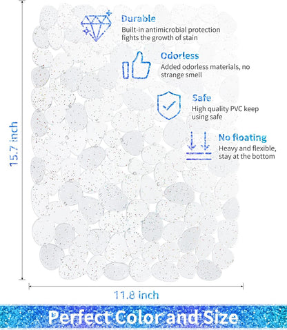 Pebble Sink Mat for Stainless Steel/Ceramic Sinks, PVC Eco-Friendly Sink Protectors Mats for Bottom of Kitchen Sink, Dish Drying Mat for Dishes and Glassware, 15.7 x 11.8 inch, Blue