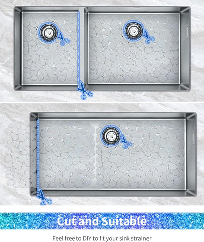 Pebble Sink Mat for Stainless Steel/Ceramic Sinks, PVC Eco-Friendly Sink Protectors Mats for Bottom of Kitchen Sink, Dish Drying Mat for Dishes and Glassware, 15.7 x 11.8 inch, Blue