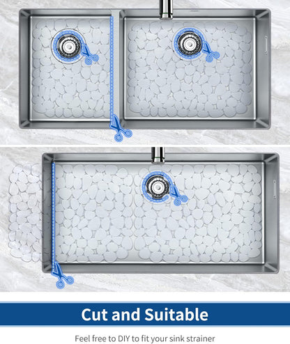 Pebble Sink Mat for Stainless Steel/Ceramic Sinks, PVC Eco-Friendly Sink Protectors Mats for Bottom of Kitchen Sink, Dish Drying Mat for Dishes and Glassware, 15.7 x 11.8 inch, Blue