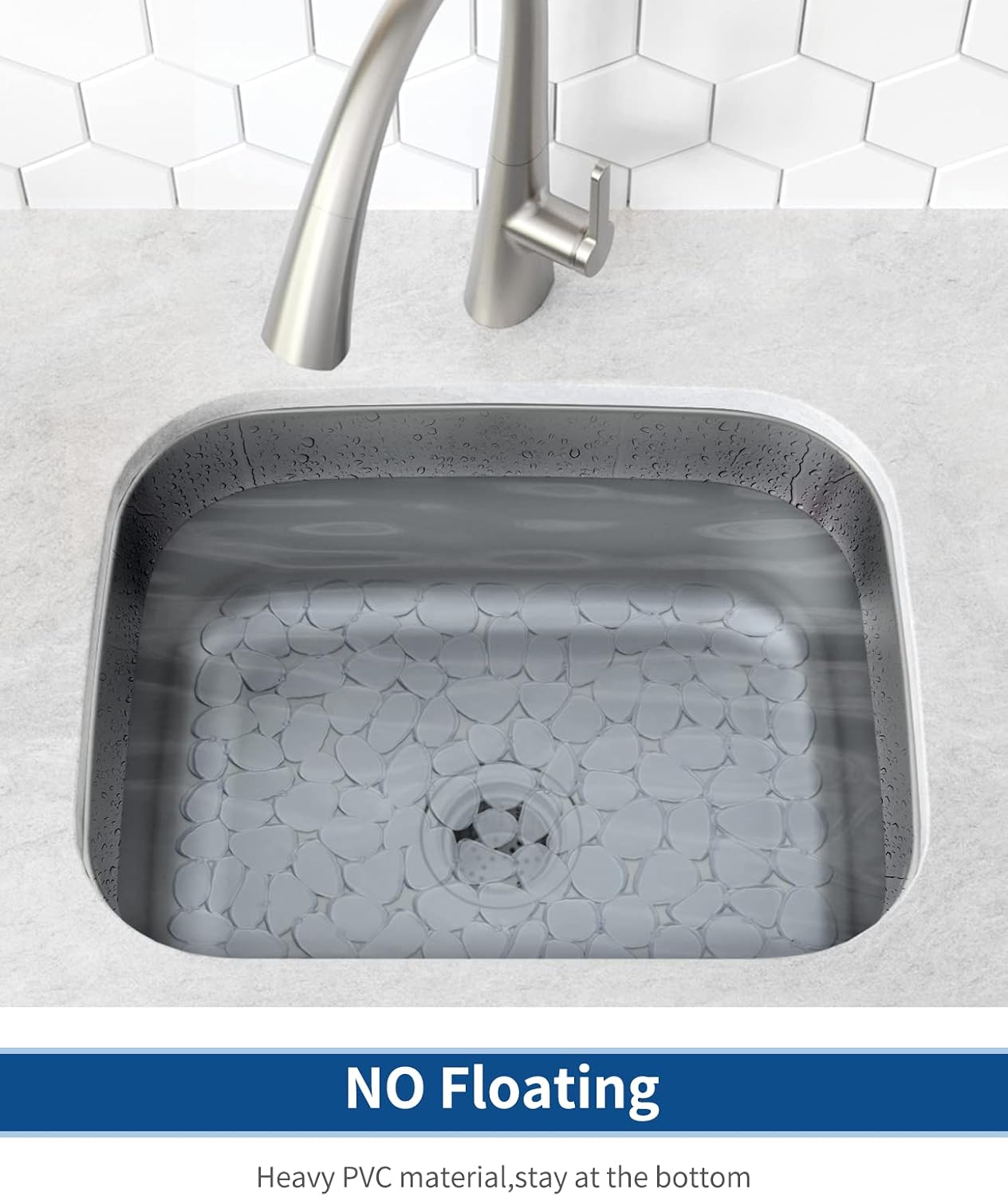 Pebble Sink Mat for Stainless Steel/Ceramic Sinks, PVC Eco-Friendly Sink Protectors Mats for Bottom of Kitchen Sink, Dish Drying Mat for Dishes and Glassware, 15.7 x 11.8 inch, Blue