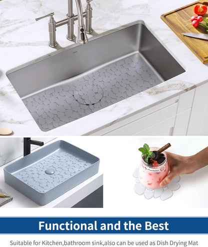 Pebble Sink Mat for Stainless Steel/Ceramic Sinks, PVC Eco-Friendly Sink Protectors Mats for Bottom of Kitchen Sink, Dish Drying Mat for Dishes and Glassware, 15.7 x 11.8 inch, Blue