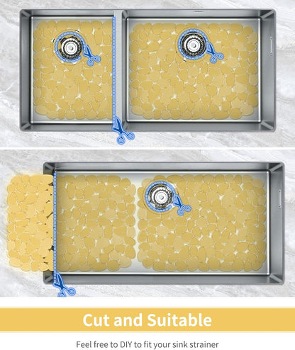 Pebble Sink Mat for Stainless Steel/Ceramic Sinks, PVC Eco-Friendly Sink Protectors Mats for Bottom of Kitchen Sink, Dish Drying Mat for Dishes and Glassware, 15.7 x 11.8 inch, Blue