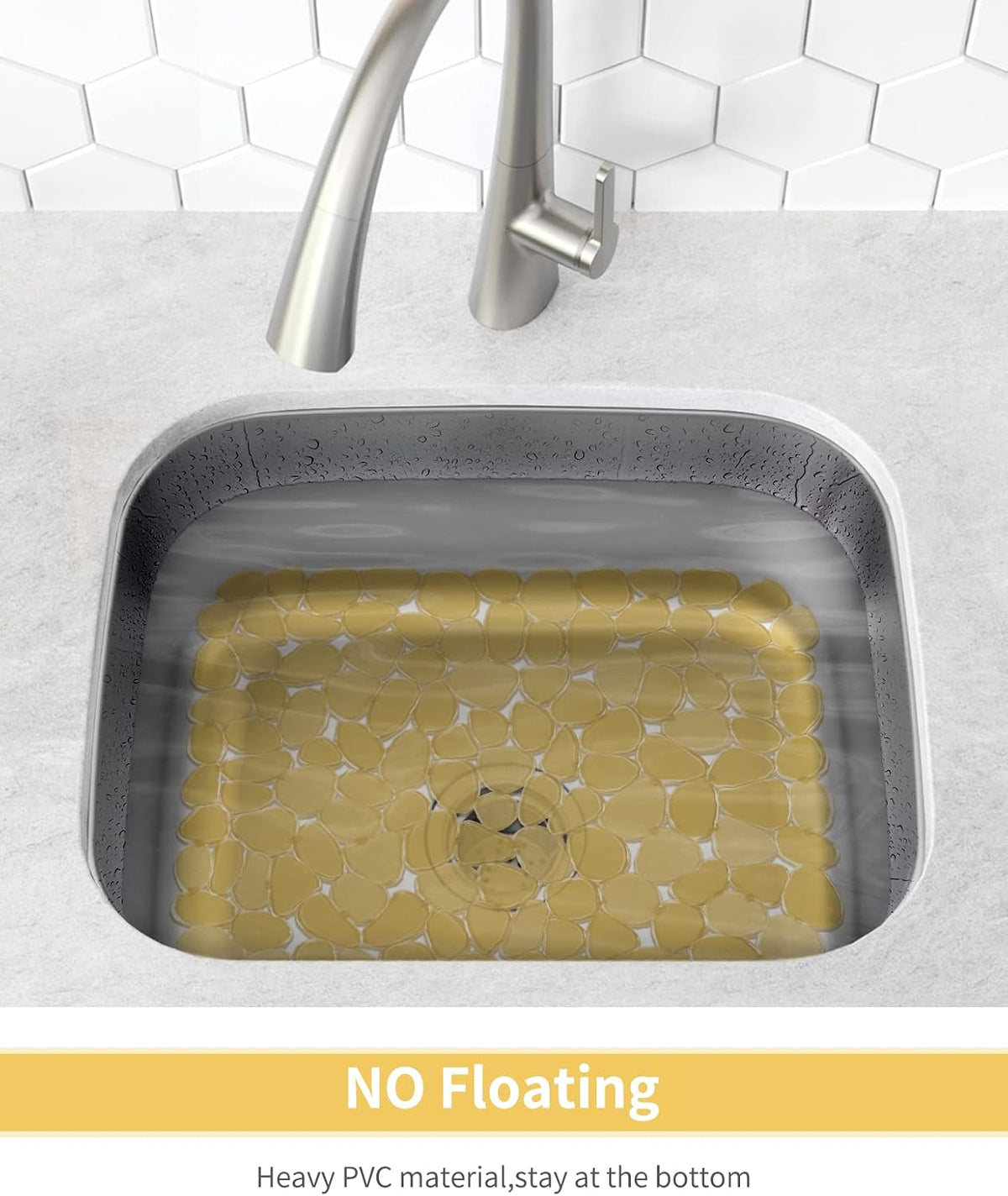 Pebble Sink Mat for Stainless Steel/Ceramic Sinks, PVC Eco-Friendly Sink Protectors Mats for Bottom of Kitchen Sink, Dish Drying Mat for Dishes and Glassware, 15.7 x 11.8 inch, Blue