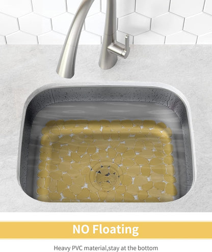 Pebble Sink Mat for Stainless Steel/Ceramic Sinks, PVC Eco-Friendly Sink Protectors Mats for Bottom of Kitchen Sink, Dish Drying Mat for Dishes and Glassware, 15.7 x 11.8 inch, Blue
