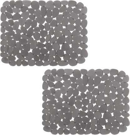 Pebble Sink Mat for Stainless Steel/Ceramic Sinks, PVC Eco-Friendly Sink Protectors Mats for Bottom of Kitchen Sink, Dish Drying Mat for Dishes and Glassware, 15.7 x 11.8 inch, Blue
