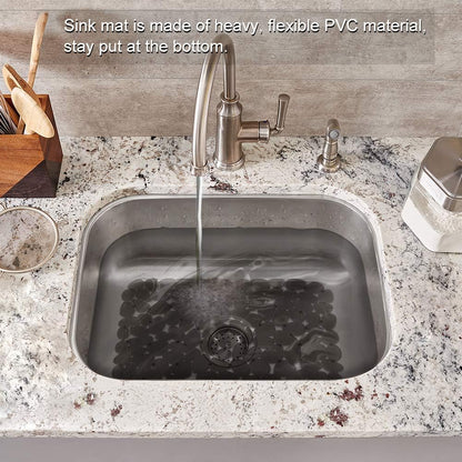 Pebble Sink Mat for Stainless Steel/Ceramic Sinks, PVC Eco-Friendly Sink Protectors Mats for Bottom of Kitchen Sink, Dish Drying Mat for Dishes and Glassware, 15.7 x 11.8 inch, Blue