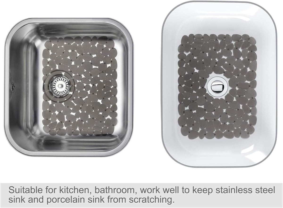 Pebble Sink Mat for Stainless Steel/Ceramic Sinks, PVC Eco-Friendly Sink Protectors Mats for Bottom of Kitchen Sink, Dish Drying Mat for Dishes and Glassware, 15.7 x 11.8 inch, Blue