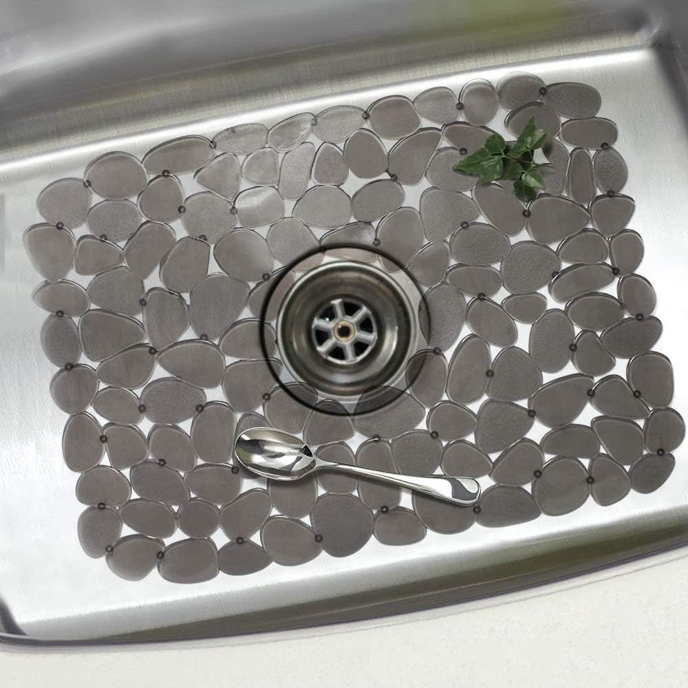 Pebble Sink Mat for Stainless Steel/Ceramic Sinks, PVC Eco-Friendly Sink Protectors Mats for Bottom of Kitchen Sink, Dish Drying Mat for Dishes and Glassware, 15.7 x 11.8 inch, Blue