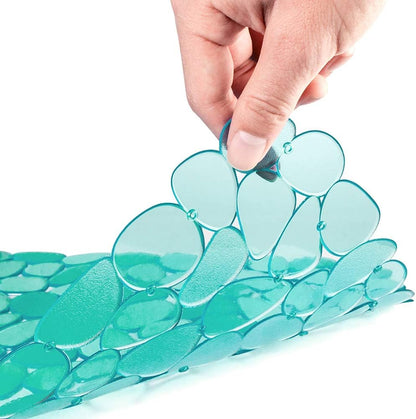 Pebble Sink Mat for Stainless Steel/Ceramic Sinks, PVC Eco-Friendly Sink Protectors Mats for Bottom of Kitchen Sink, Dish Drying Mat for Dishes and Glassware, 15.7 x 11.8 inch, Blue