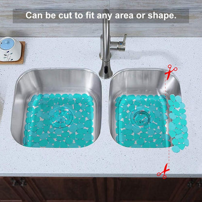 Pebble Sink Mat for Stainless Steel/Ceramic Sinks, PVC Eco-Friendly Sink Protectors Mats for Bottom of Kitchen Sink, Dish Drying Mat for Dishes and Glassware, 15.7 x 11.8 inch, Blue