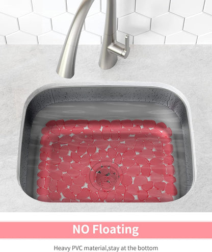 Pebble Sink Mat for Stainless Steel/Ceramic Sinks, PVC Eco-Friendly Sink Protectors Mats for Bottom of Kitchen Sink, Dish Drying Mat for Dishes and Glassware, 15.7 x 11.8 inch, Blue