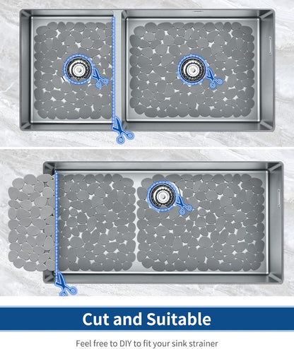 Pebble Sink Mat for Stainless Steel/Ceramic Sinks, PVC Eco-Friendly Sink Protectors Mats for Bottom of Kitchen Sink, Dish Drying Mat for Dishes and Glassware, 15.7 x 11.8 inch, Blue