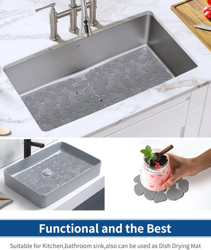 Pebble Sink Mat for Stainless Steel/Ceramic Sinks, PVC Eco-Friendly Sink Protectors Mats for Bottom of Kitchen Sink, Dish Drying Mat for Dishes and Glassware, 15.7 x 11.8 inch, Blue