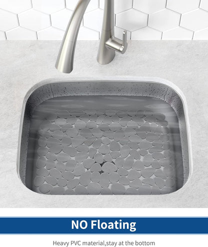 Pebble Sink Mat for Stainless Steel/Ceramic Sinks, PVC Eco-Friendly Sink Protectors Mats for Bottom of Kitchen Sink, Dish Drying Mat for Dishes and Glassware, 15.7 x 11.8 inch, Blue