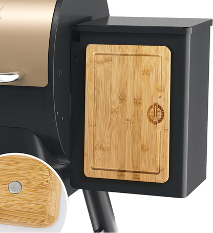 Magnetic Bamboo Cutting Board, Ideal for BBQ and Outdoor Cooking, Premium Bamboo Chopping Board with Strong Magnets to Securely Attach to Grill Side, Compatible with Traeger and Pit Boss Grills.