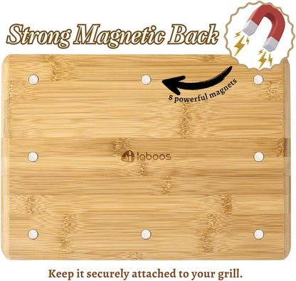 Magnetic Bamboo Cutting Board, Ideal for BBQ and Outdoor Cooking, Premium Bamboo Chopping Board with Strong Magnets to Securely Attach to Grill Side, Compatible with Traeger and Pit Boss Grills.