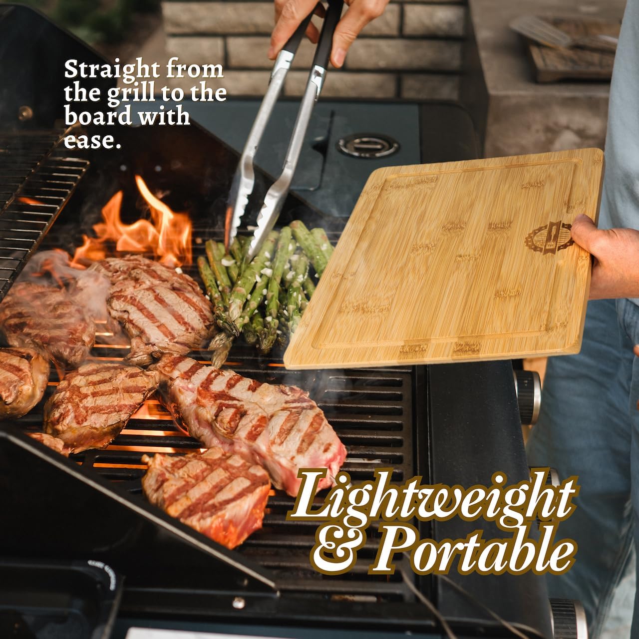 Magnetic Bamboo Cutting Board, Ideal for BBQ and Outdoor Cooking, Premium Bamboo Chopping Board with Strong Magnets to Securely Attach to Grill Side, Compatible with Traeger and Pit Boss Grills.