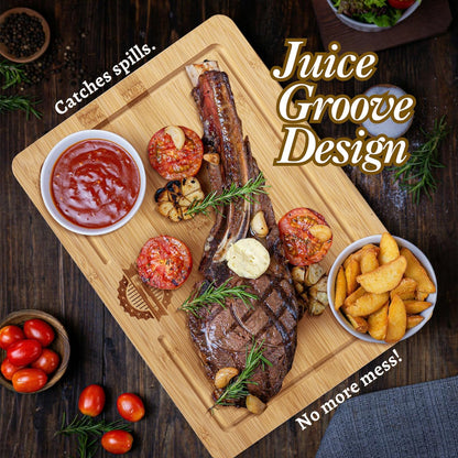 Magnetic Bamboo Cutting Board, Ideal for BBQ and Outdoor Cooking, Premium Bamboo Chopping Board with Strong Magnets to Securely Attach to Grill Side, Compatible with Traeger and Pit Boss Grills.