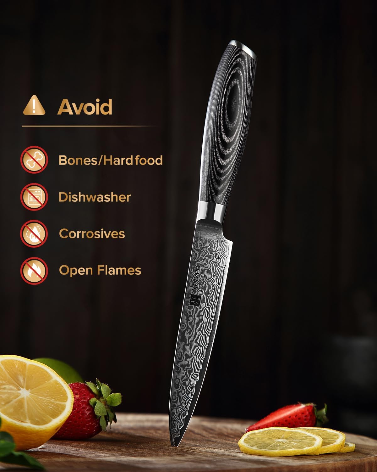 Paring kitchen Knife, 5 Inch Super Sharp Damascus Steel Petty Knife, Fruit Knife, Pakkawood Handle, Gift Box