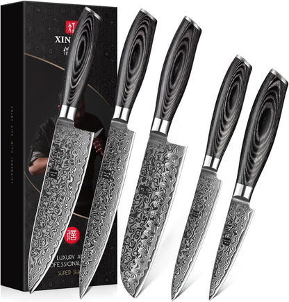 Paring kitchen Knife, 5 Inch Super Sharp Damascus Steel Petty Knife, Fruit Knife, Pakkawood Handle, Gift Box