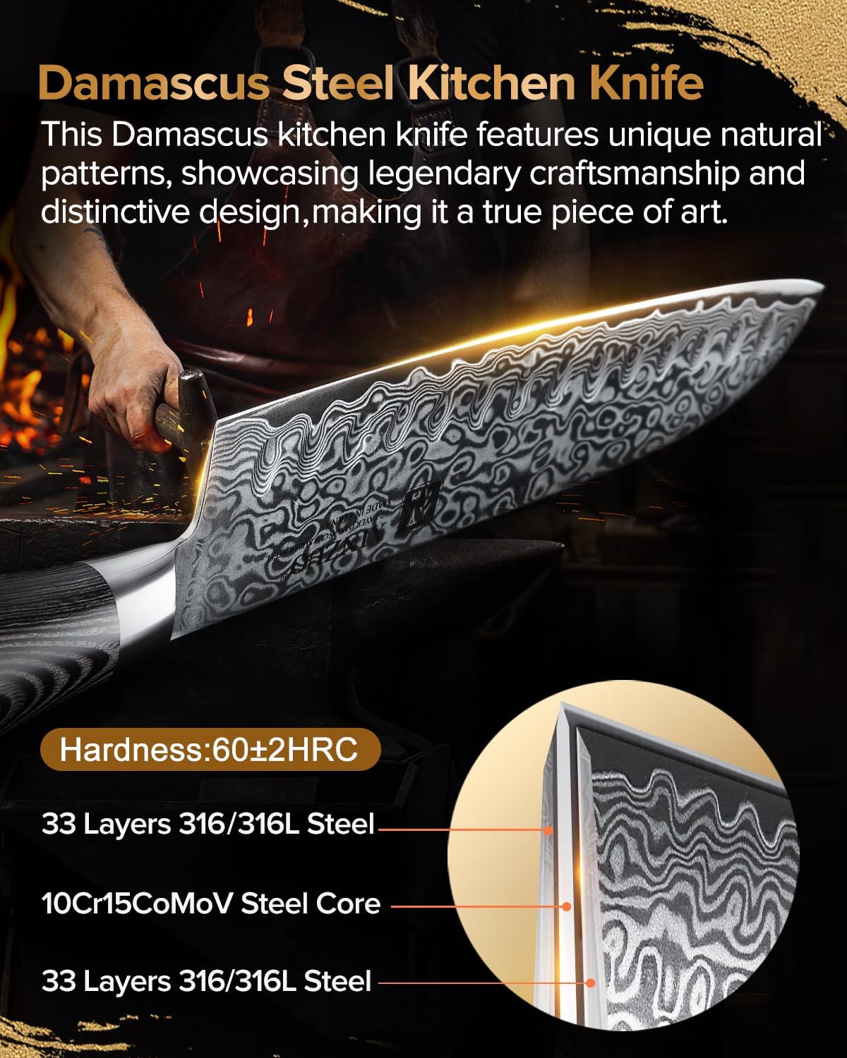 Paring kitchen Knife, 5 Inch Super Sharp Damascus Steel Petty Knife, Fruit Knife, Pakkawood Handle, Gift Box