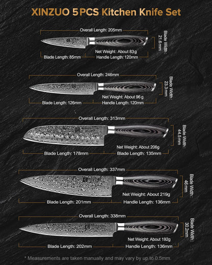 Paring kitchen Knife, 5 Inch Super Sharp Damascus Steel Petty Knife, Fruit Knife, Pakkawood Handle, Gift Box