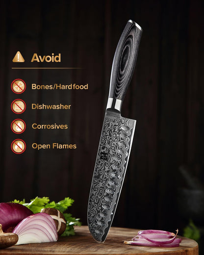 Paring kitchen Knife, 5 Inch Super Sharp Damascus Steel Petty Knife, Fruit Knife, Pakkawood Handle, Gift Box