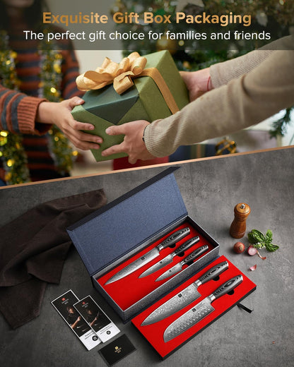 Paring kitchen Knife, 5 Inch Super Sharp Damascus Steel Petty Knife, Fruit Knife, Pakkawood Handle, Gift Box