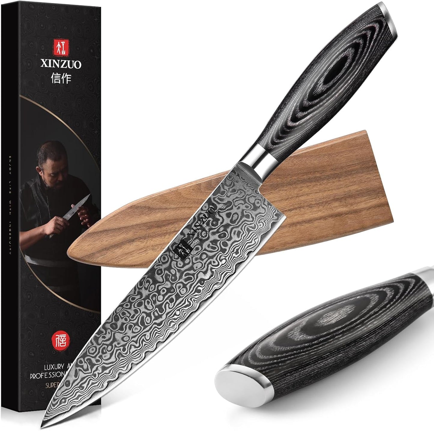 Paring kitchen Knife, 5 Inch Super Sharp Damascus Steel Petty Knife, Fruit Knife, Pakkawood Handle, Gift Box