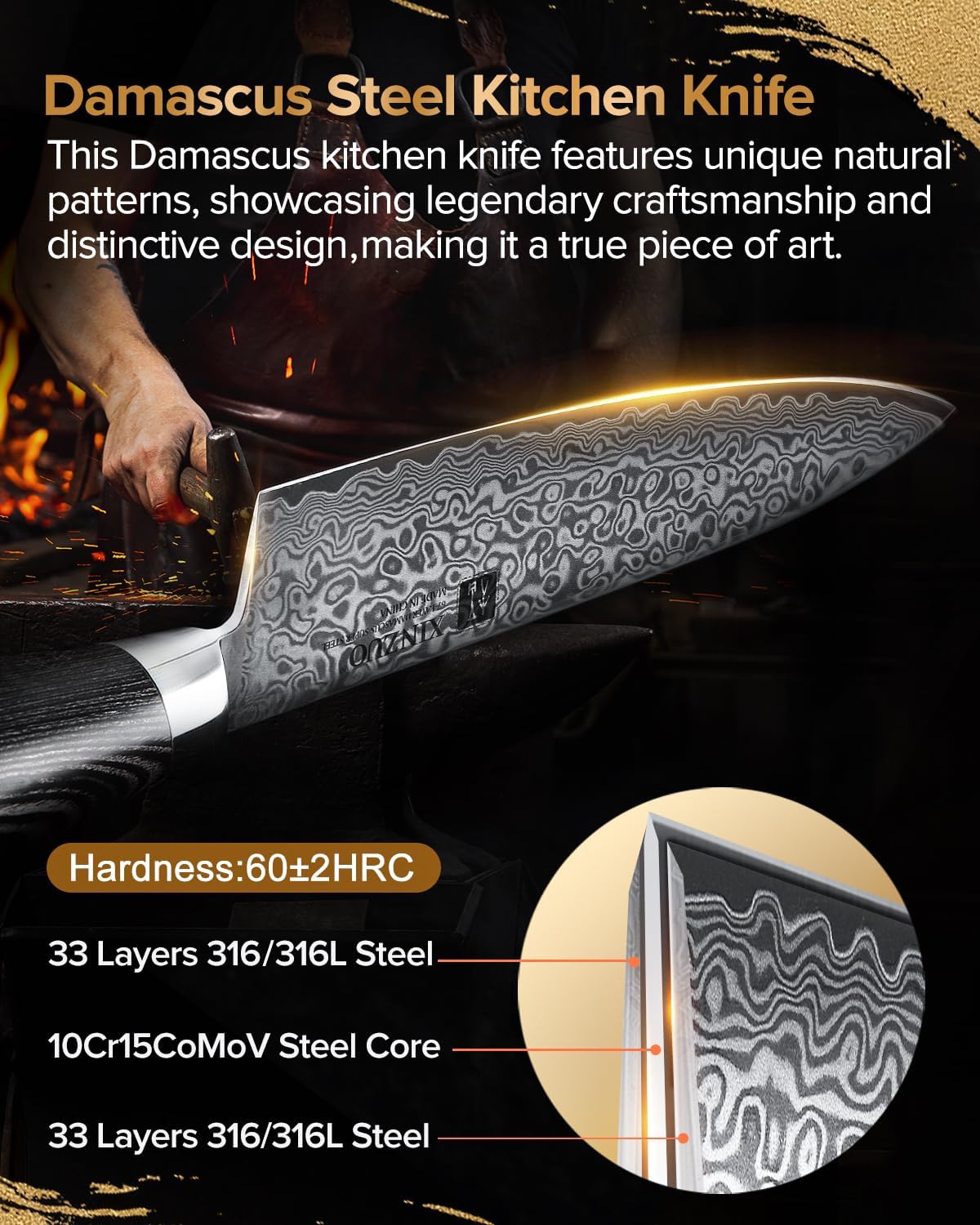 Paring kitchen Knife, 5 Inch Super Sharp Damascus Steel Petty Knife, Fruit Knife, Pakkawood Handle, Gift Box
