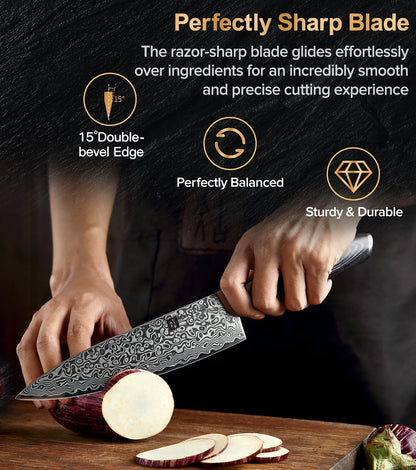 Paring kitchen Knife, 5 Inch Super Sharp Damascus Steel Petty Knife, Fruit Knife, Pakkawood Handle, Gift Box
