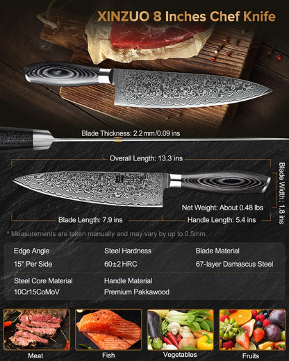 Paring kitchen Knife, 5 Inch Super Sharp Damascus Steel Petty Knife, Fruit Knife, Pakkawood Handle, Gift Box