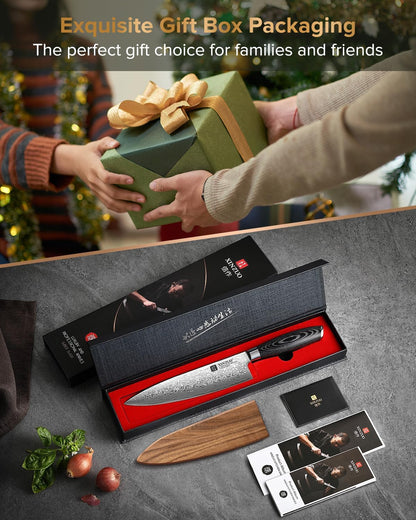 Paring kitchen Knife, 5 Inch Super Sharp Damascus Steel Petty Knife, Fruit Knife, Pakkawood Handle, Gift Box