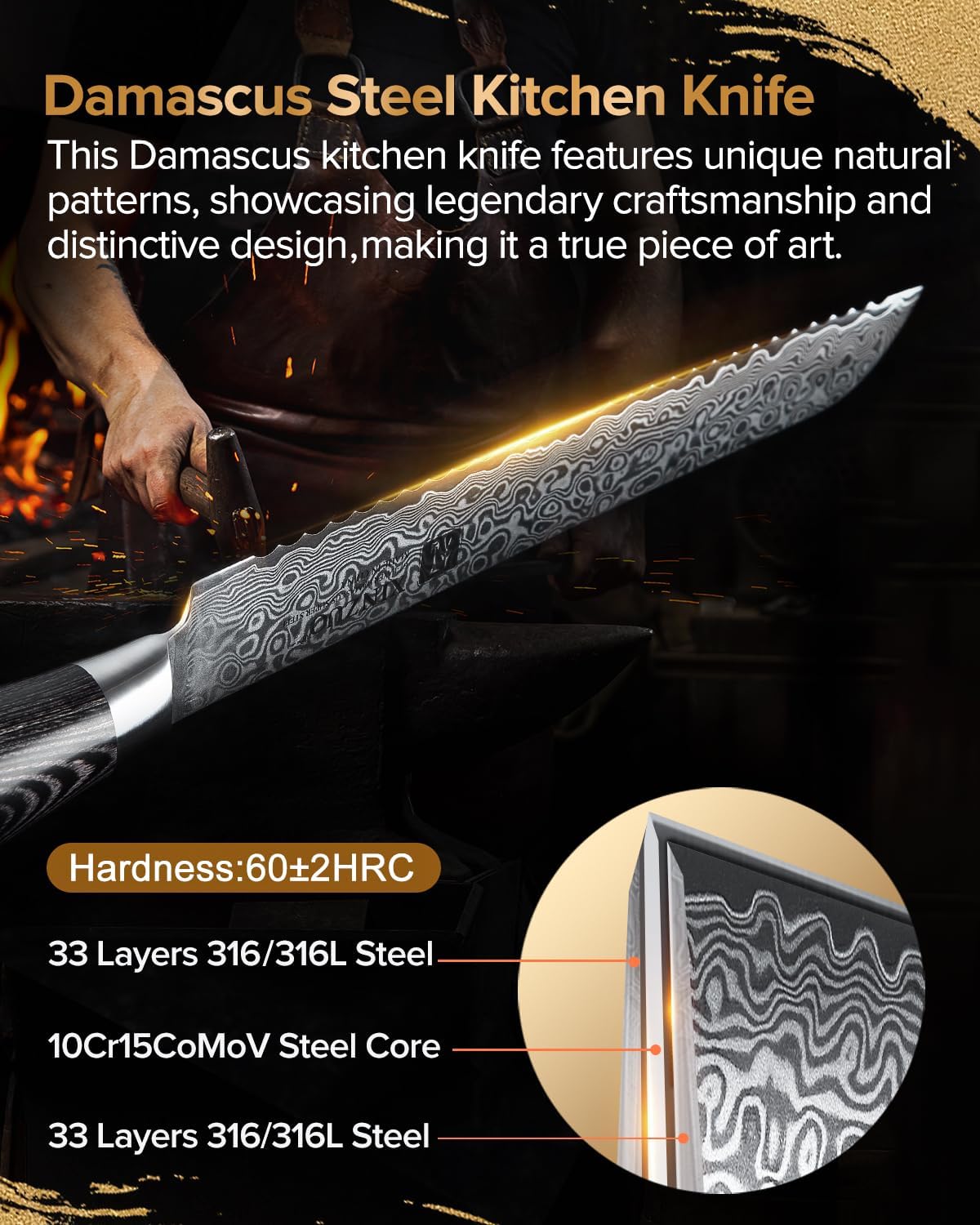 Paring kitchen Knife, 5 Inch Super Sharp Damascus Steel Petty Knife, Fruit Knife, Pakkawood Handle, Gift Box