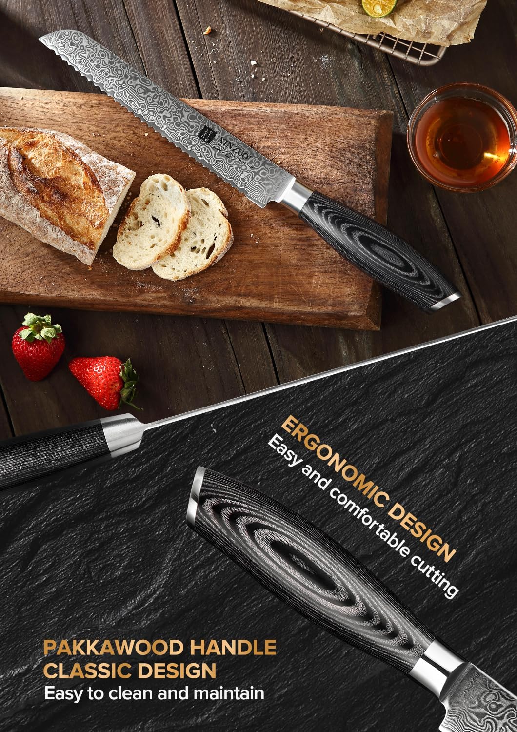 Paring kitchen Knife, 5 Inch Super Sharp Damascus Steel Petty Knife, Fruit Knife, Pakkawood Handle, Gift Box